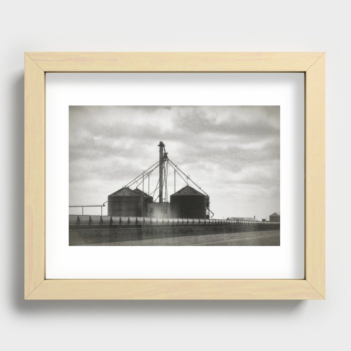 Grain Silos and Train Recessed Framed Print