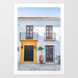 Sunrise Door / Rich mustard yellow doors / Cute Spanish village in Marbella Art Print