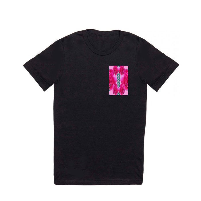 CERISE PINK GARDEN ROSES ABSTRACT PATTERN ART T Shirt