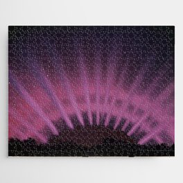 Vintage Aurora Borealis northern lights poster in magenta - pink Jigsaw Puzzle