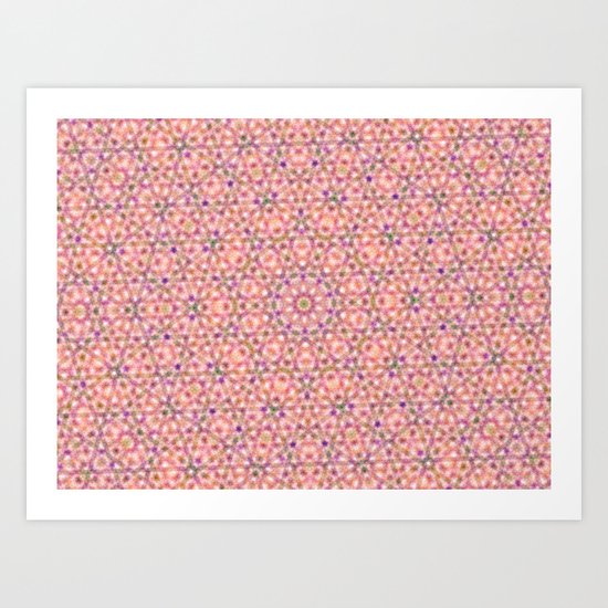 Pink Purple and Green Stripes and Triangle Pattern Art Print