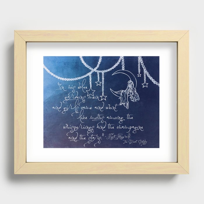 Blue Gardens and Stars Quote Recessed Framed Print