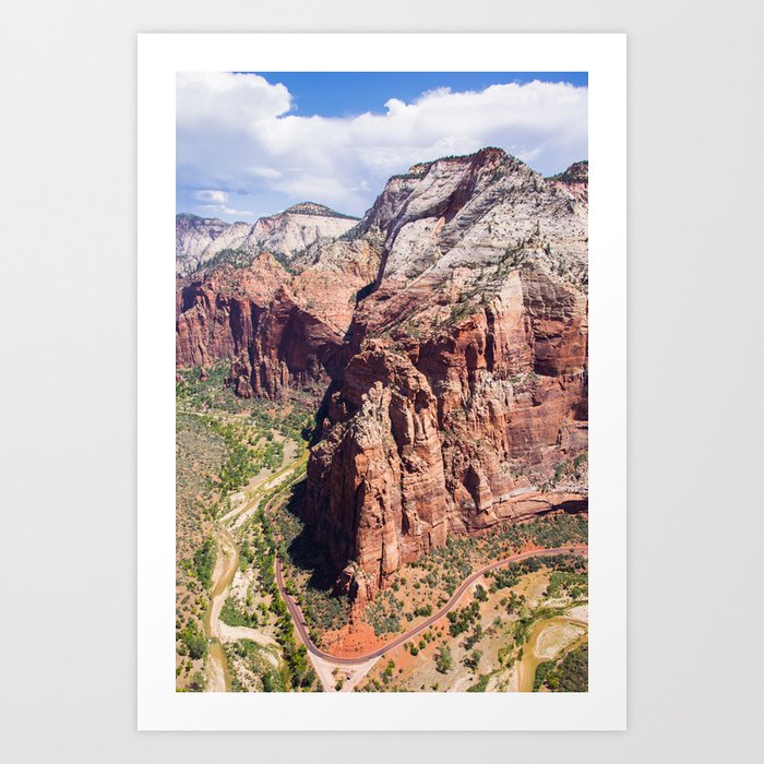 Angel's Landing | Nature Landscape Photography on Top of Red Rocky Mountain in Zion Utah Art Print