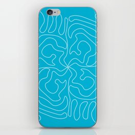 Mid Century Modern Styled Curvy Lines Pattern - Blue and white iPhone Skin