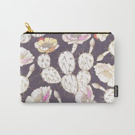 Modern white gold mauve lavender catus floral Carry-All Pouch