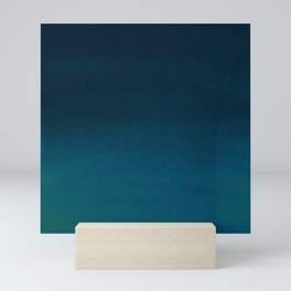 Navy blue teal hand painted watercolor paint ombre Mini Art Print