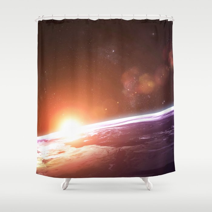 Earth and Rising Sun Shower Curtain