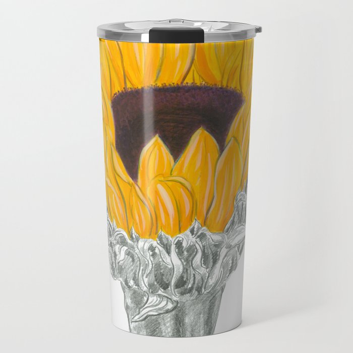 Sunflower 01 Botanical Flower Travel Mug