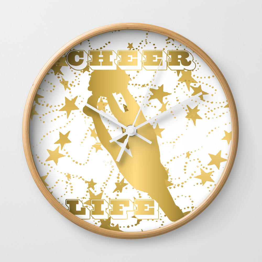 Cheer Life Design In Gold With Stars Wall Clock By
