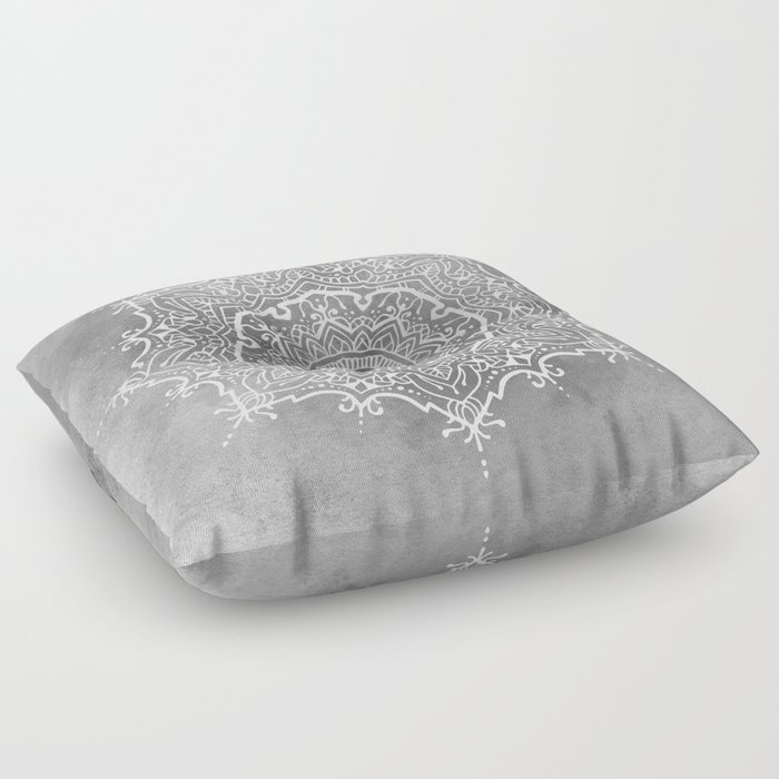 Gray Mandala with watercolor background Floor Pillow