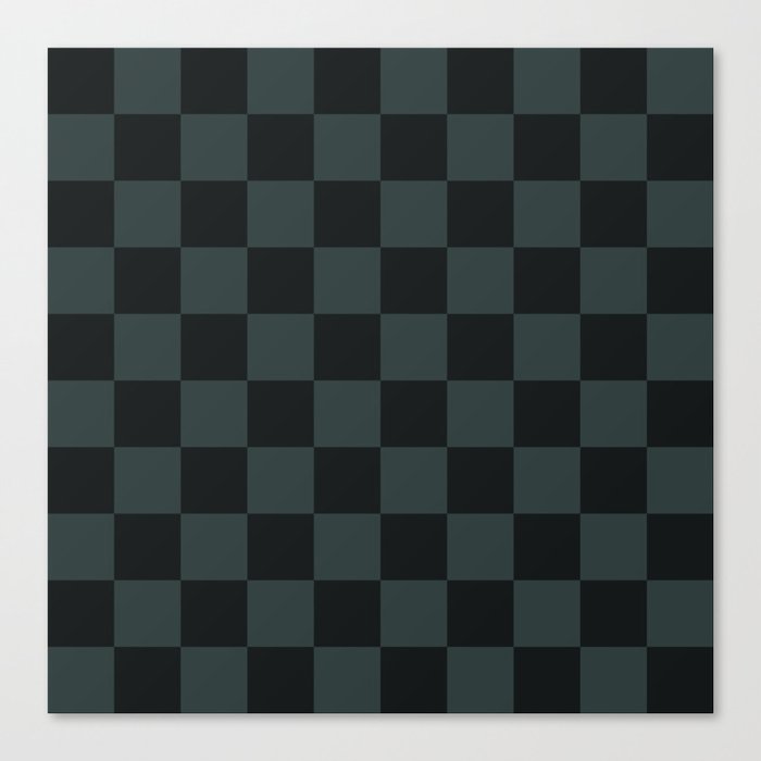 Dark Cyan Checkerboard  Canvas Print
