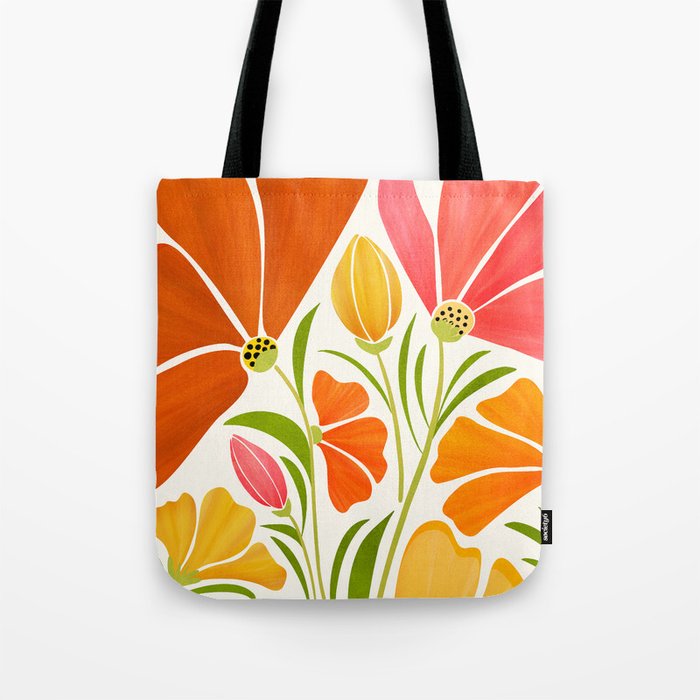 Spring Wildflowers Floral Illustration Tote Bag