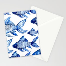 BLUE SCHOOL OF FISH Stationery Cards