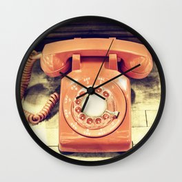 Vintage Orange Phone Wall Clock