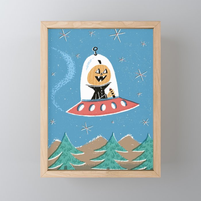 Halloween Spaceship Framed Mini Art Print