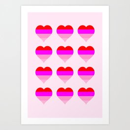 Red Pink Heart Shapes  Art Print