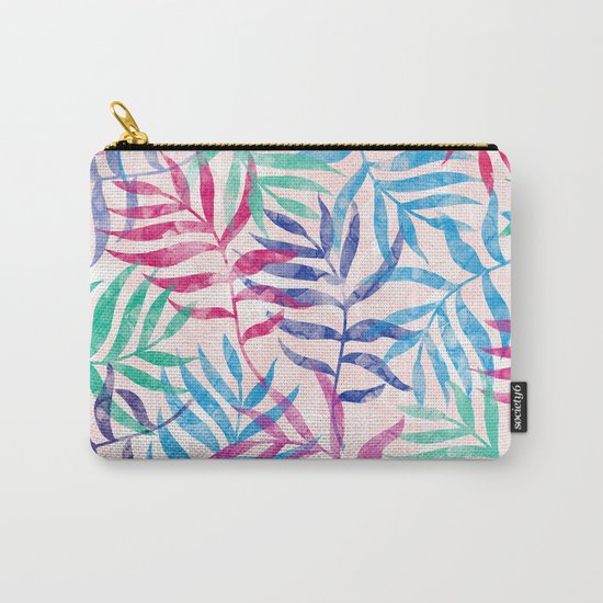 Watercolor Tropical Palm Leaves Carry-All Pouch