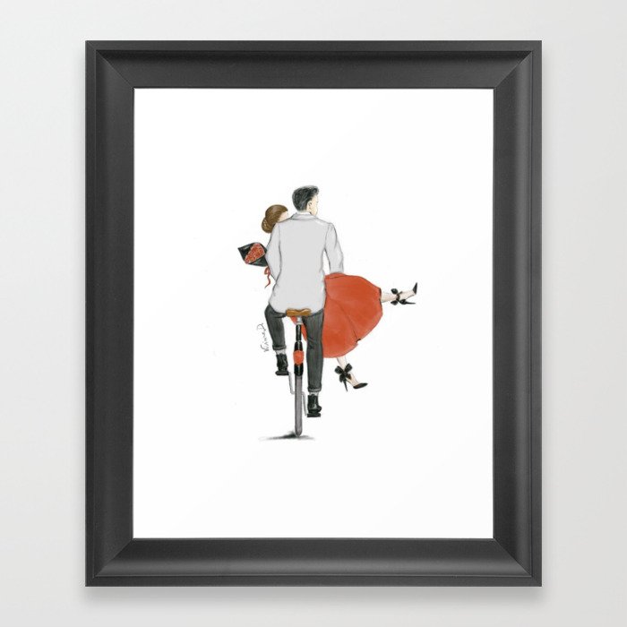 Couple’s Bike Ride Framed Art Print
