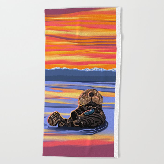 Otter - The cute Sea Monkey Beach Towel