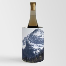 Winter and Spring - green trees and snowy mountains Wine Chiller