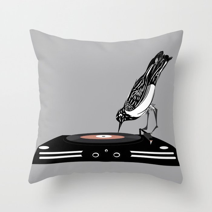 DJ magpie Throw Pillow