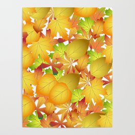 yellow leaves pattern Poster