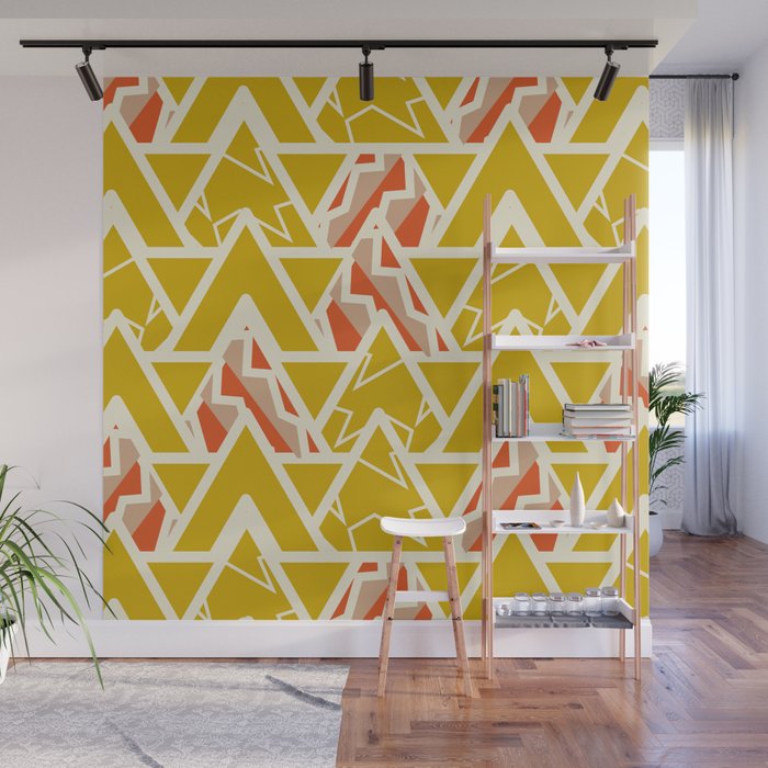 Triangles and lines in yellow Wall Mural