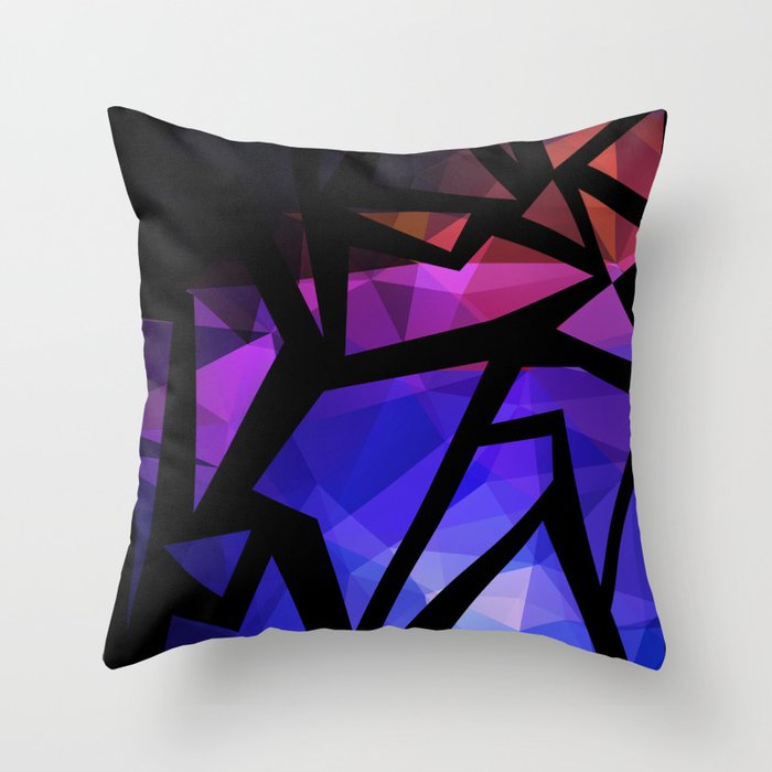Abstract Print Of Triangles Polygon Print Bright Dark Design Colors Throw Pillow By Fuzzyfox85