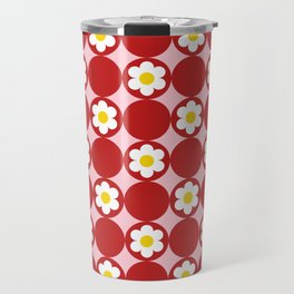 60's Bright Summer | Red Polka Dot Flower Travel Mug