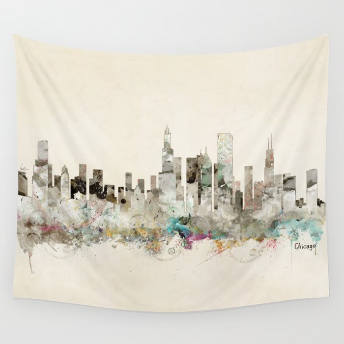 chicago city skyline Wall Tapestry by bri.buckley Society6