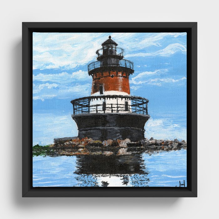 Plum Point Lighthouse Painting Framed Canvas