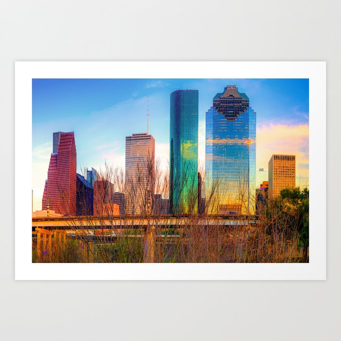 Houston Texas Skyline at Sunset Art Print