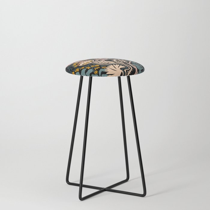 Stockholm garden night black and blue Counter Stool