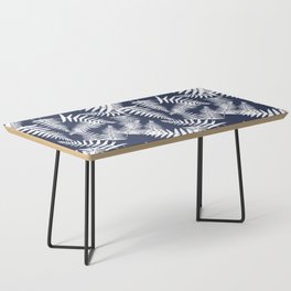 Navy Blue And White Fern Leaf Pattern Coffee Table
