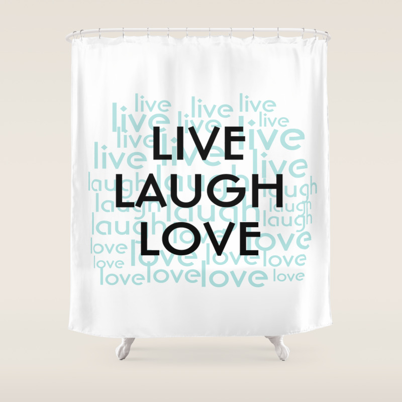 Live Laugh Love Repeated Typography Shower Curtain By Colormegirly