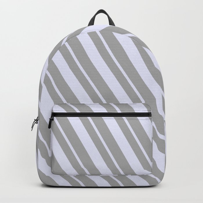 Dark Grey and Lavender Colored Stripes/Lines Pattern Backpack