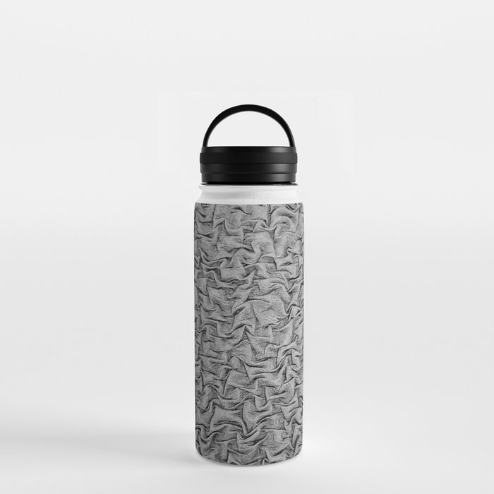Black and White Vintage Ruched Fabric Texture Water Bottle