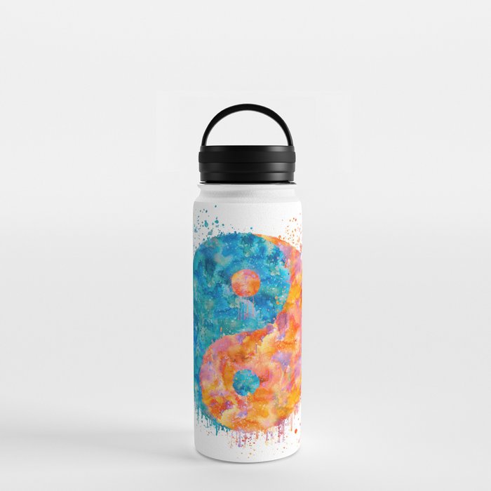 Pastel Floral Yin Yang Stainless Steel Water Bottle