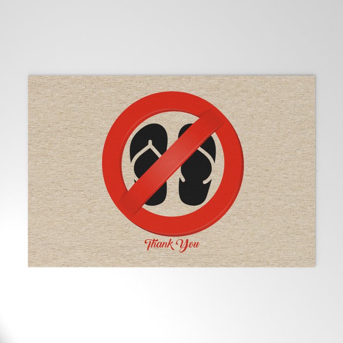 No Shoes - Beige Welcome Mat
