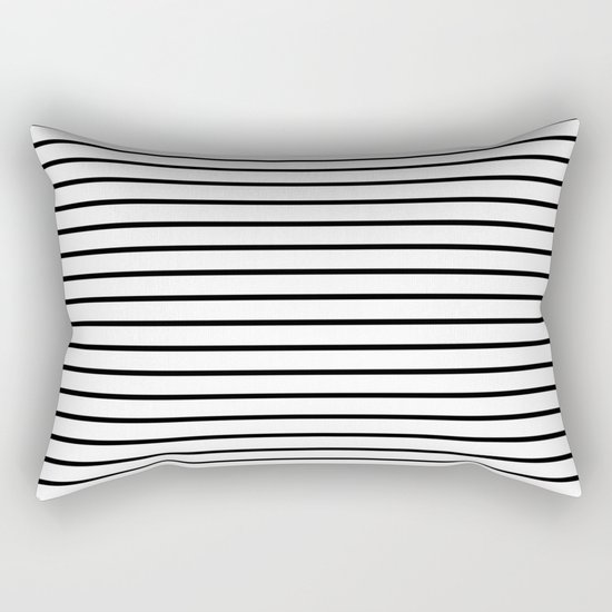 Horizontal Lines (Black/White) Rectangular Pillow