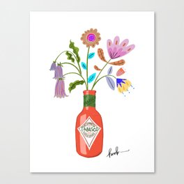 Hot Sauce Flower Pot Canvas Print