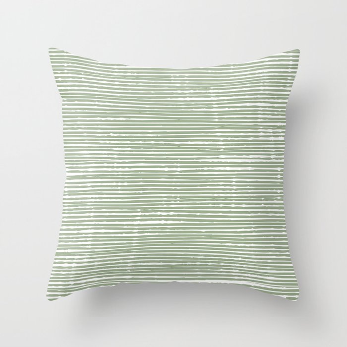Sage Green Abstract Stripes Boho Wall Art by Megan Morris on Pillow Sham