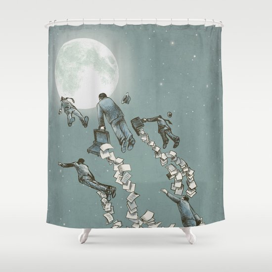 Flight of the Salary Men (color option) Shower Curtain