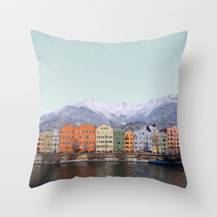 Innsbruck, Austria Travel Artwork Throw Pillow