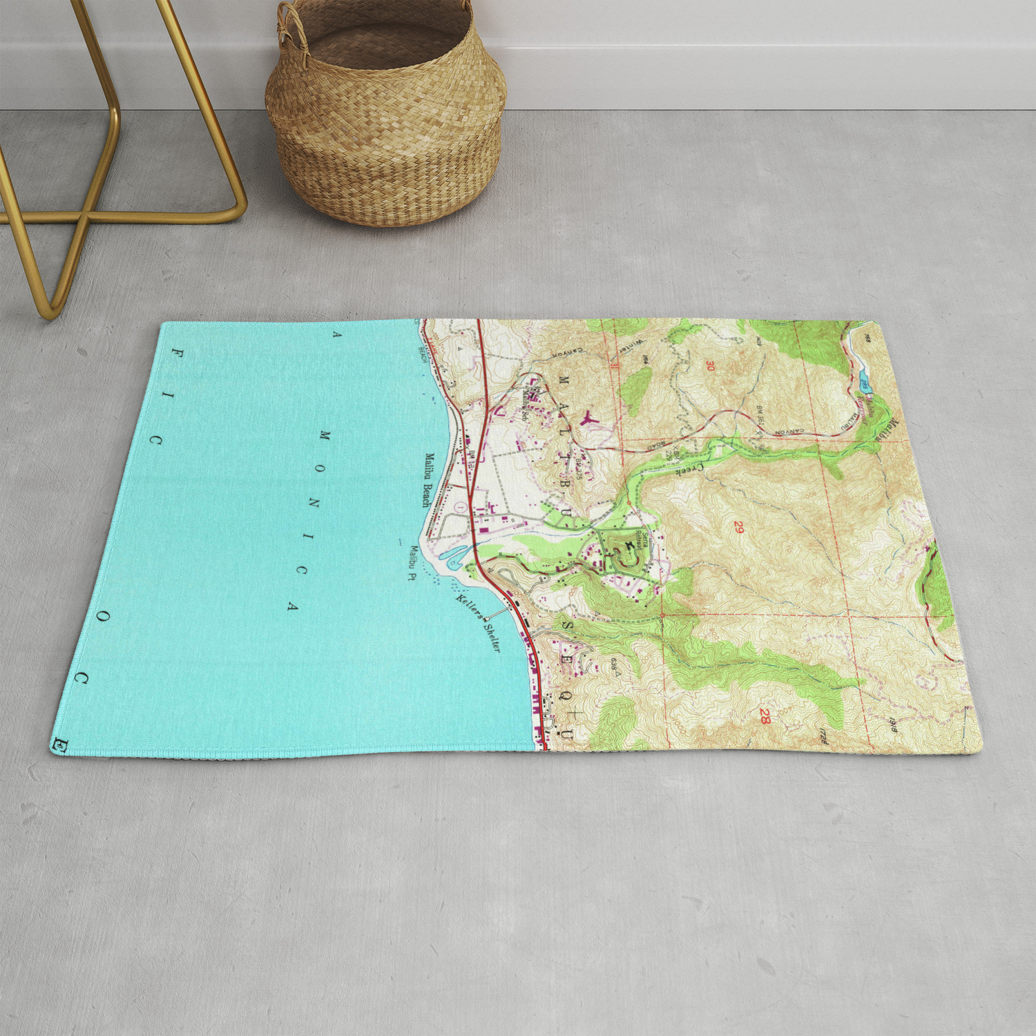 Vintage Map Of Malibu California 1950 Rug By Bravuramedia Society6