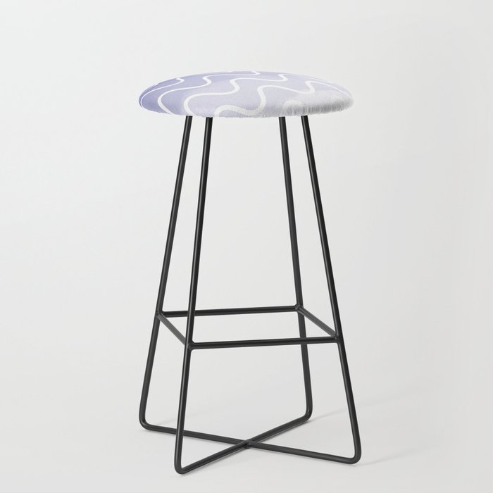 Periwinkle Blue Watercolor Ombre Striped Waves (Pantone Very Peri) Bar Stool