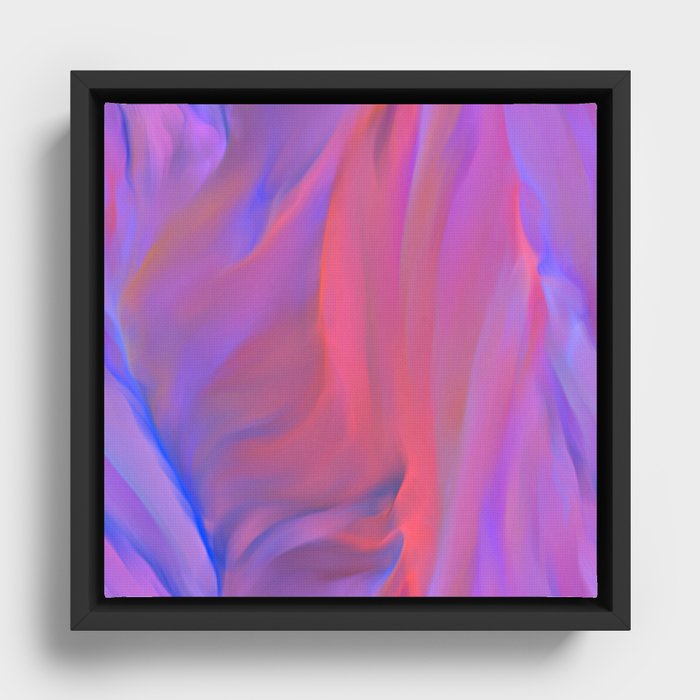 Neon Flow Nebula #11: blue & pink Framed Canvas