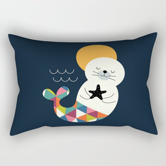 Seals Mermaid Rectangular Pillow