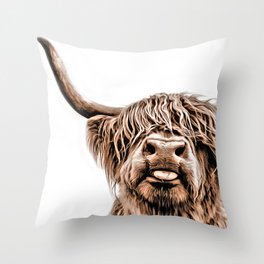 Funny Higland Cattle Throw Pillow