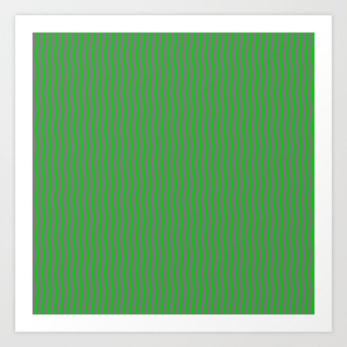 Green Wavy Lines 3 Art Print
